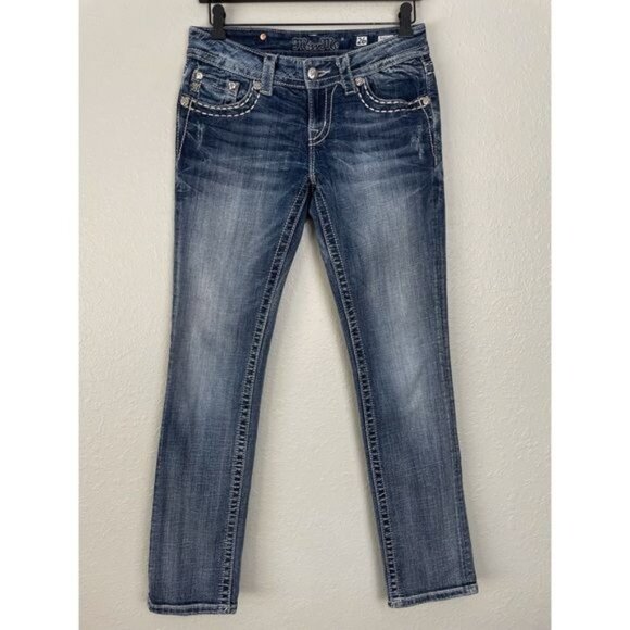Miss Me Ankle Straight embellished rhinestone pocket jeans 26 - Picture 2 of 12